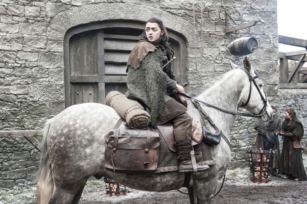 Arya Stark looks back while setting off for King's Landing