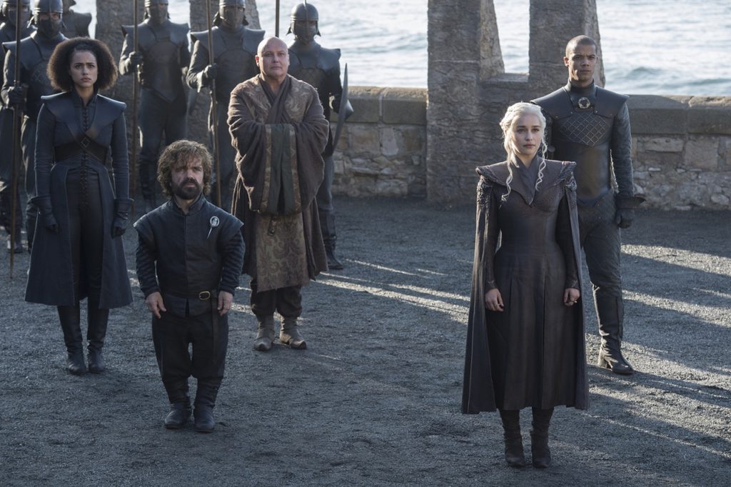 Daenerys, Tyrion, Missandei, Grey Worm & Varys