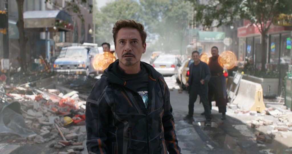 Tony Stark stares at the destruction caused by Thanos in Avengers Infinity War