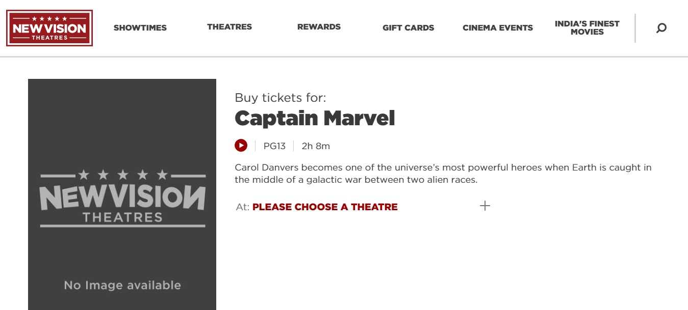 Captain Marvel New Vision Theater Listing