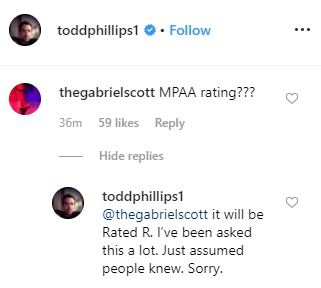 Joker R Rating Todd Phillips Instagram