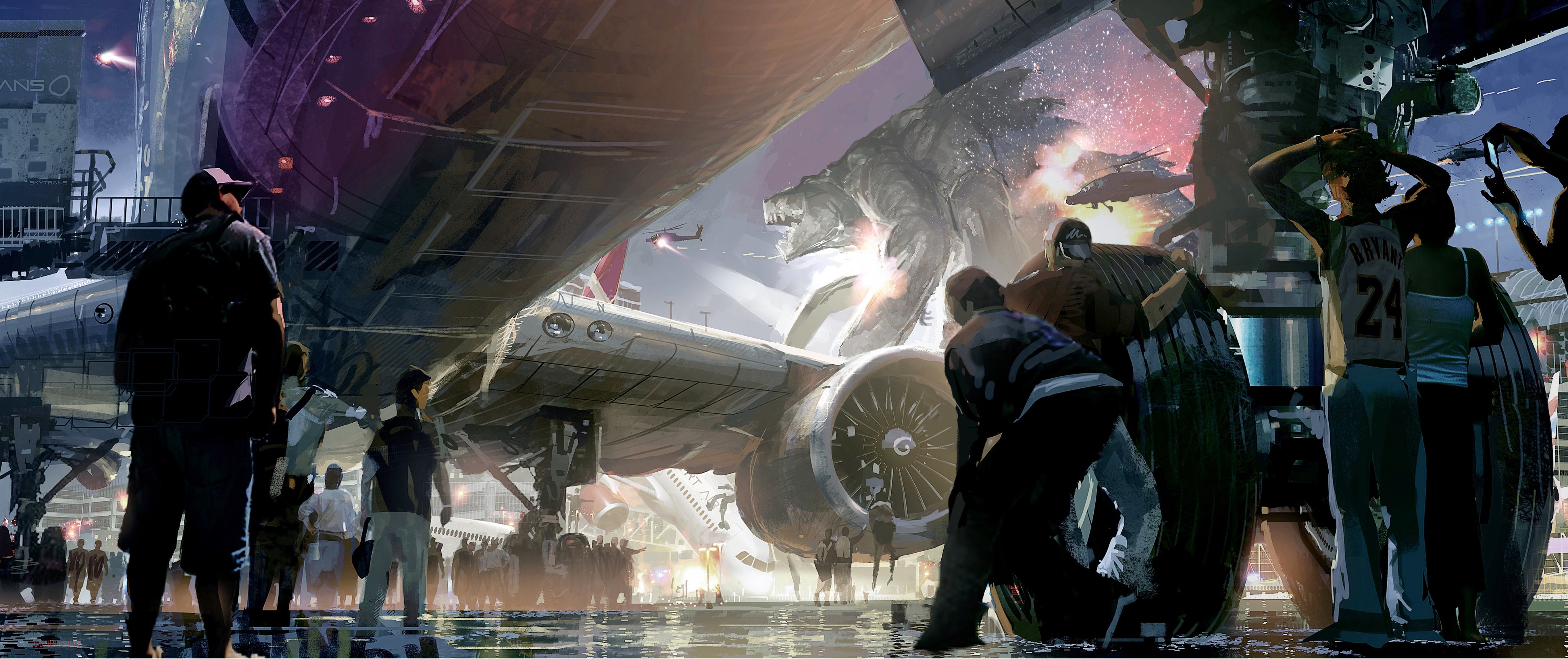 Godzilla MonsterVerse Watch Along Concept Art 06 - Honolulu Airport Battle