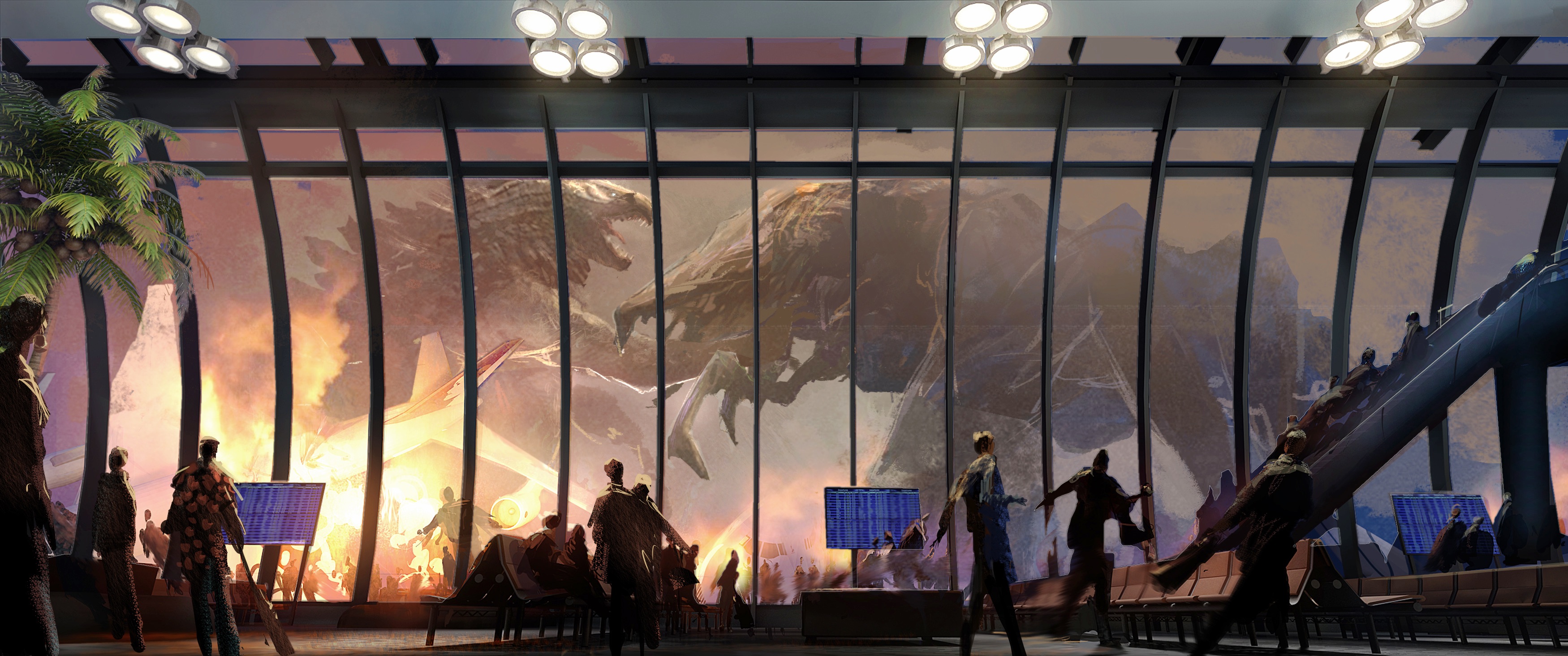 Godzilla MonsterVerse Watch Along Concept Art 08 - Honolulu Airport Battle