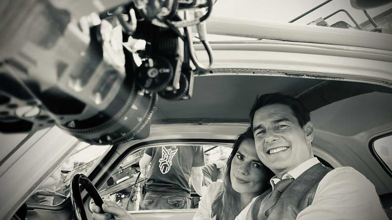 Tom Cruise Hayley Atwell Car Stunt Set Photo